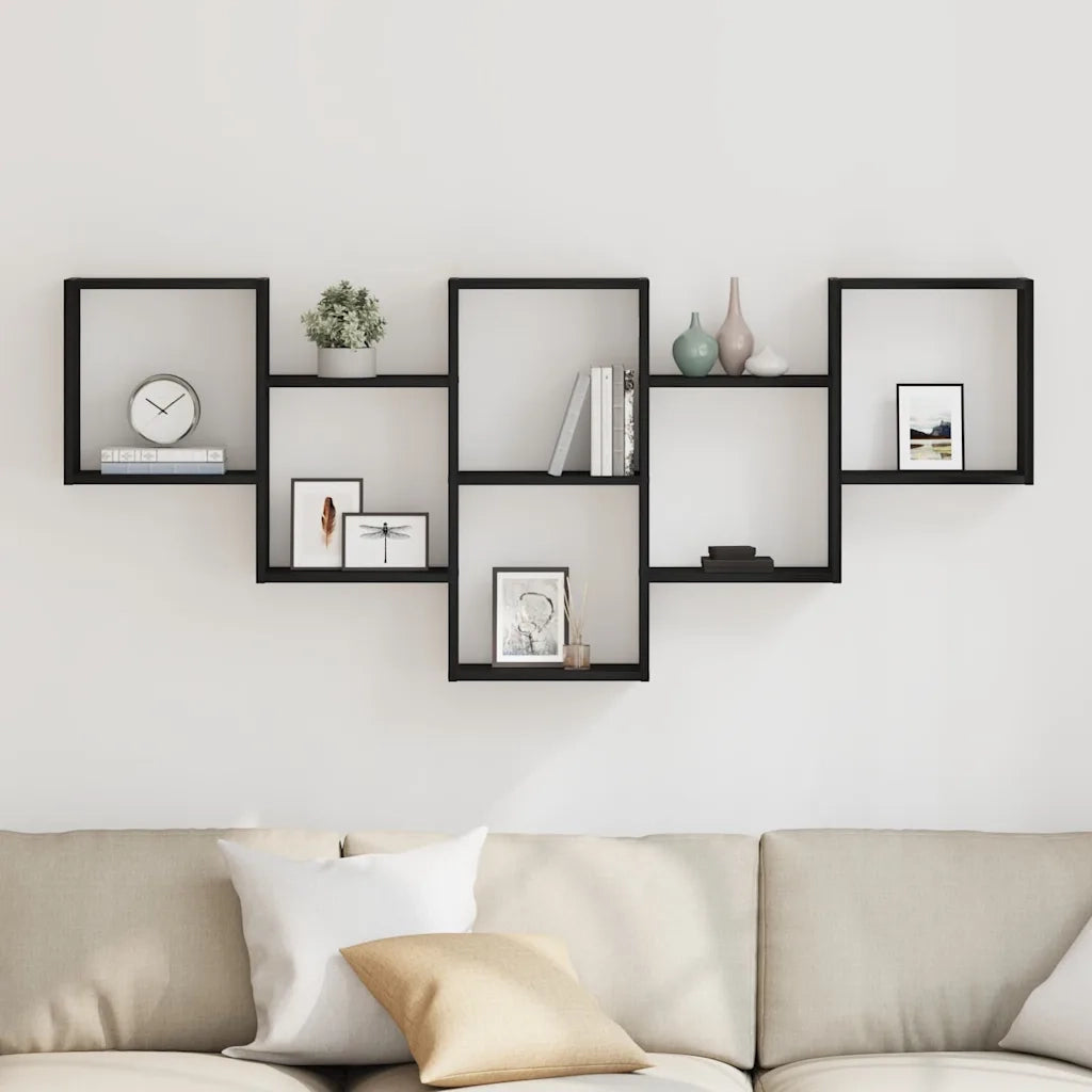Scaffale a Parete Rovere Nero 159x18x66 cm in Truciolato 868073
