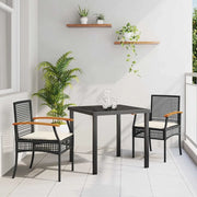 Set da Pranzo per Giardino 3 pcs Nero polyrattan