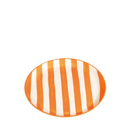 Zafferano Set 2 Piatti Righe Collezione Lido in Ceramica Artigianale Dipinta a Mano Colore Arancione Diametro Standard Made in Italy Elegante