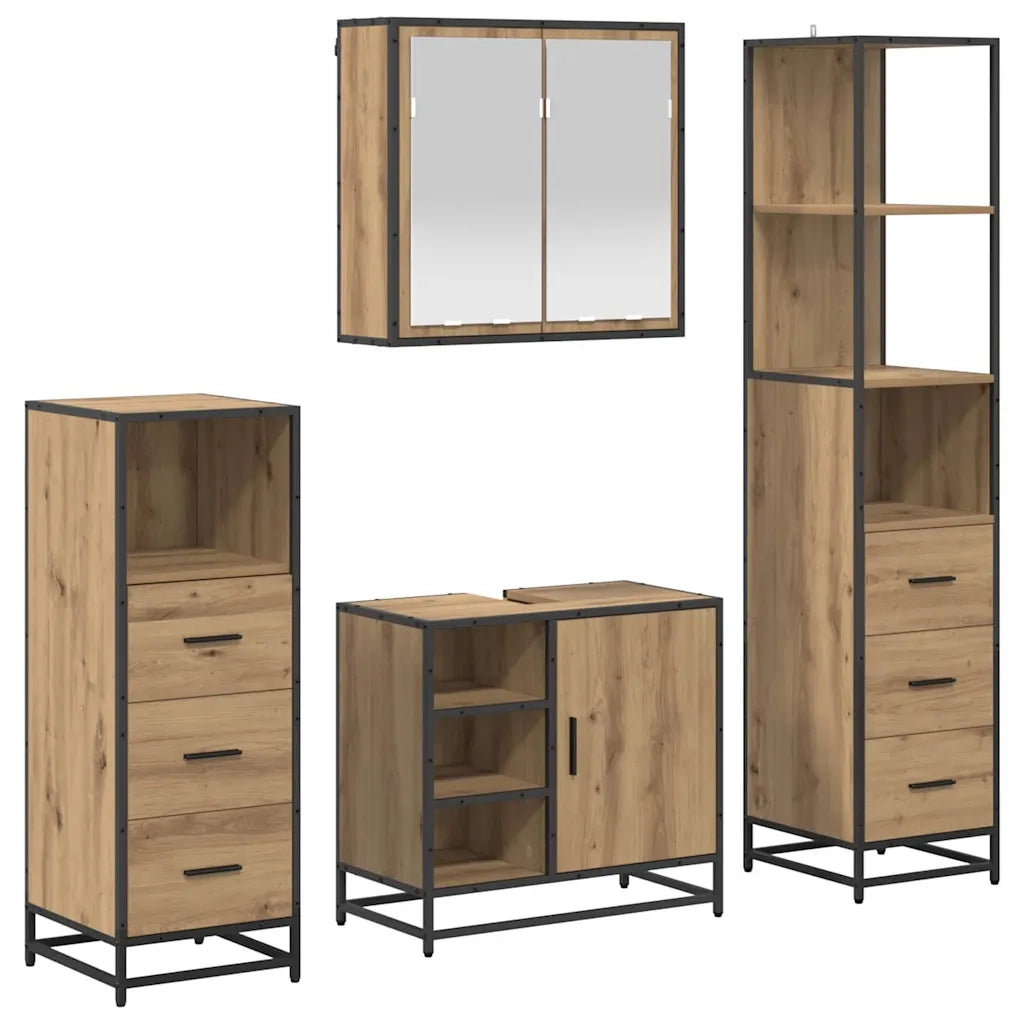 Set di mobili per il bagno con porta 4 pcs Rovere artigianale