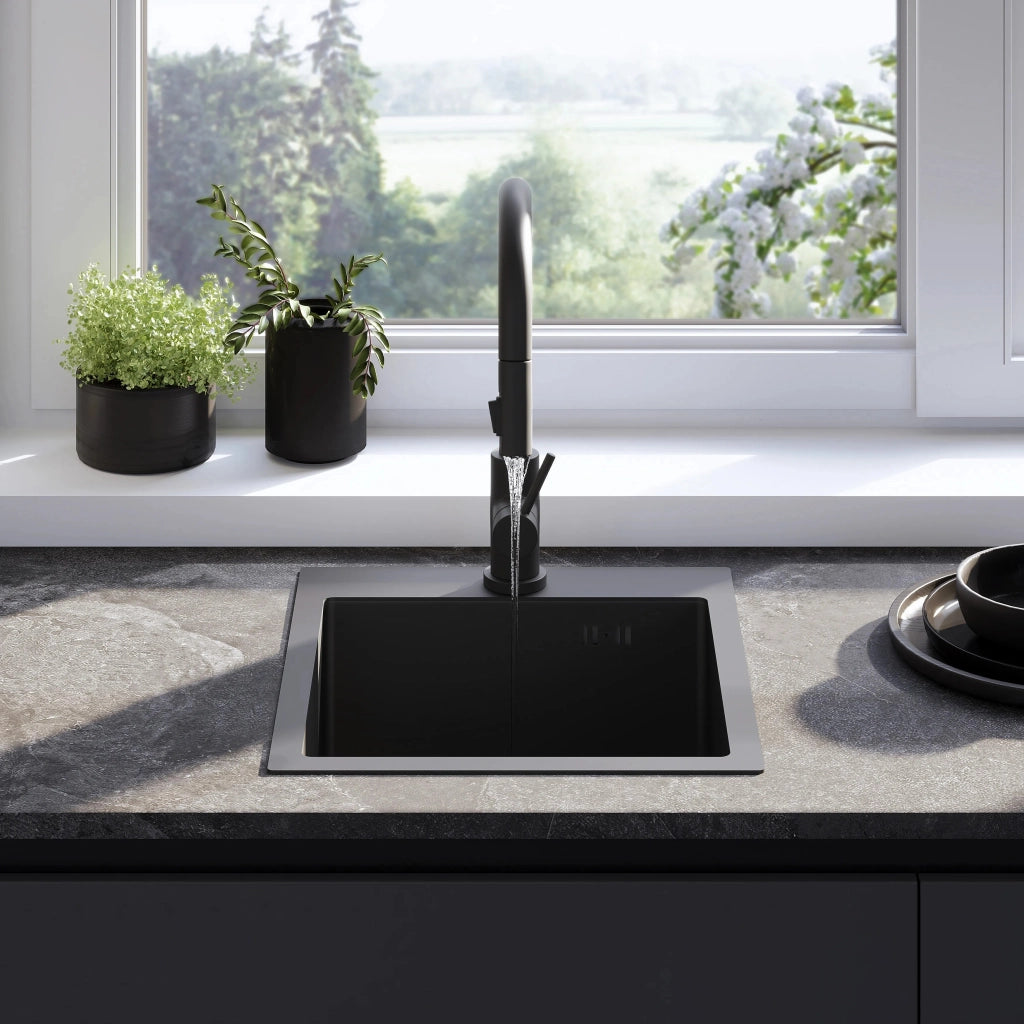Lavello In Acciaio Leo 40 Black senza rubinetto da cucina