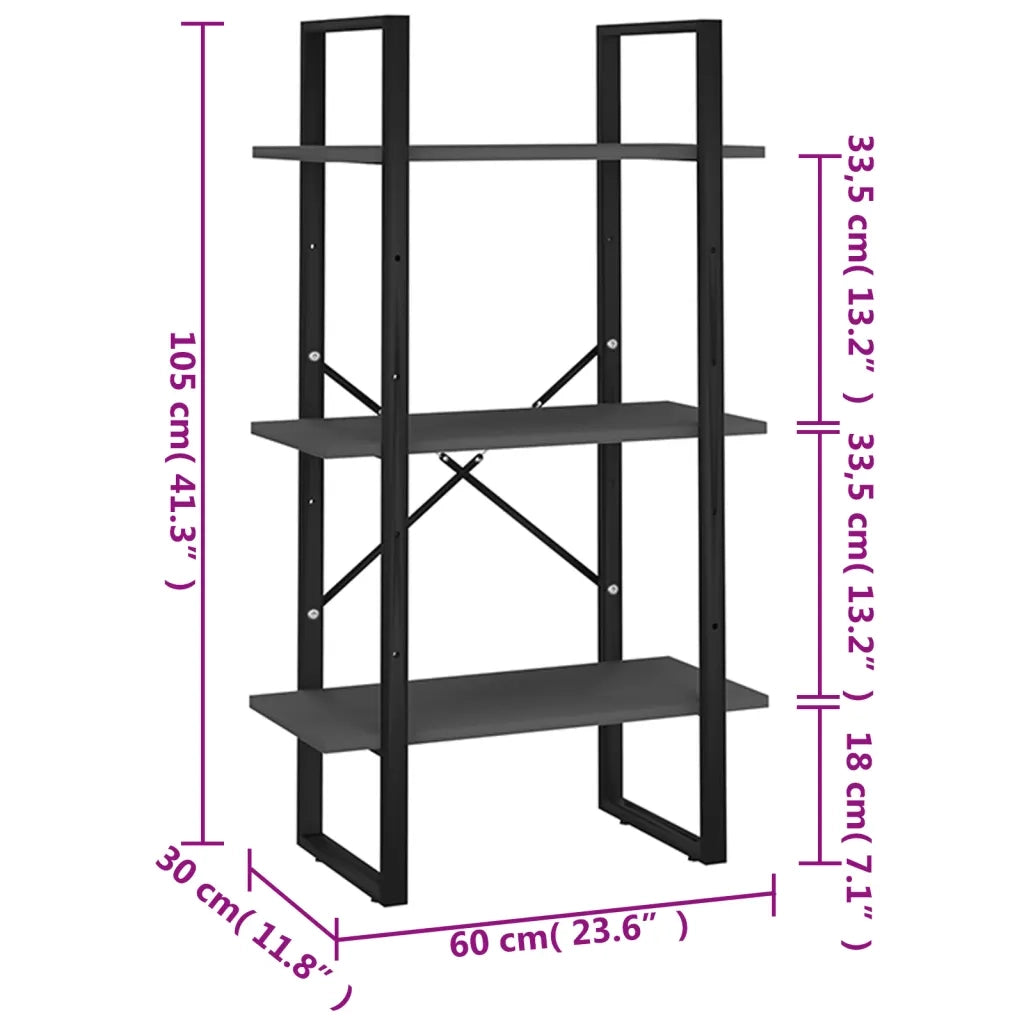 Scaffale Portaoggetti Grigio 60x30x105 cm Legno Multistrato CFW3711900