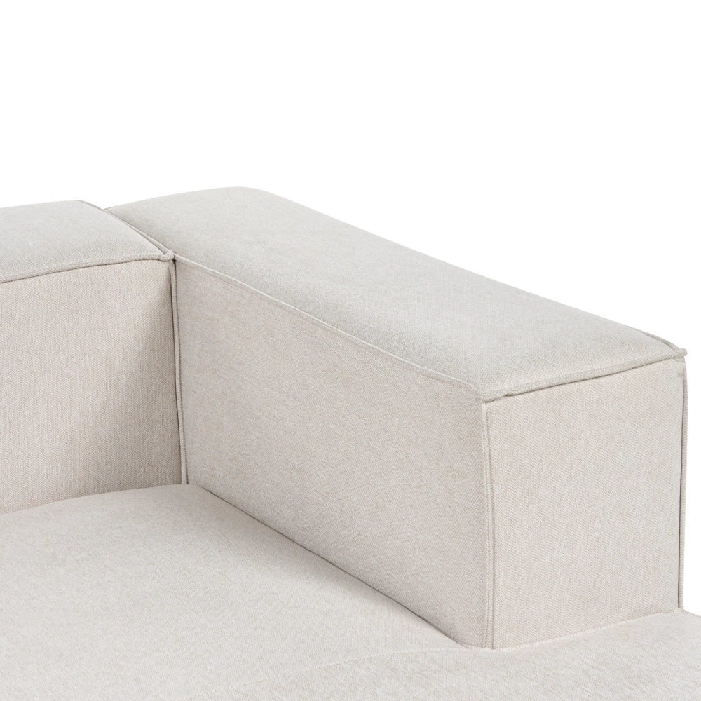 Divano angolare a 3 posti a destra in tessuto beige con braccioli imbottiti Stile minimalista
