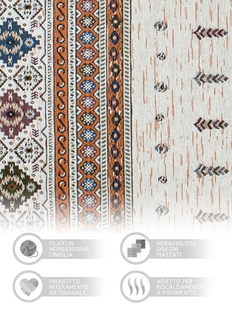 Tappeto Arredo Moderno Morbido in Ciniglia Ingresso Antiscivolo Prodotto Italiano  Soggiorno Camera Salotto Disegni Piazzati Cotone Varie Misure Grande Loom/Ruggine - 115x175 cm