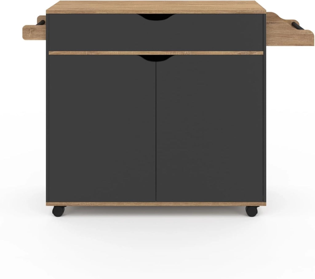 COSY XXL L.90 CM Aparador de cocina con cajón negro y estantes estilo haya