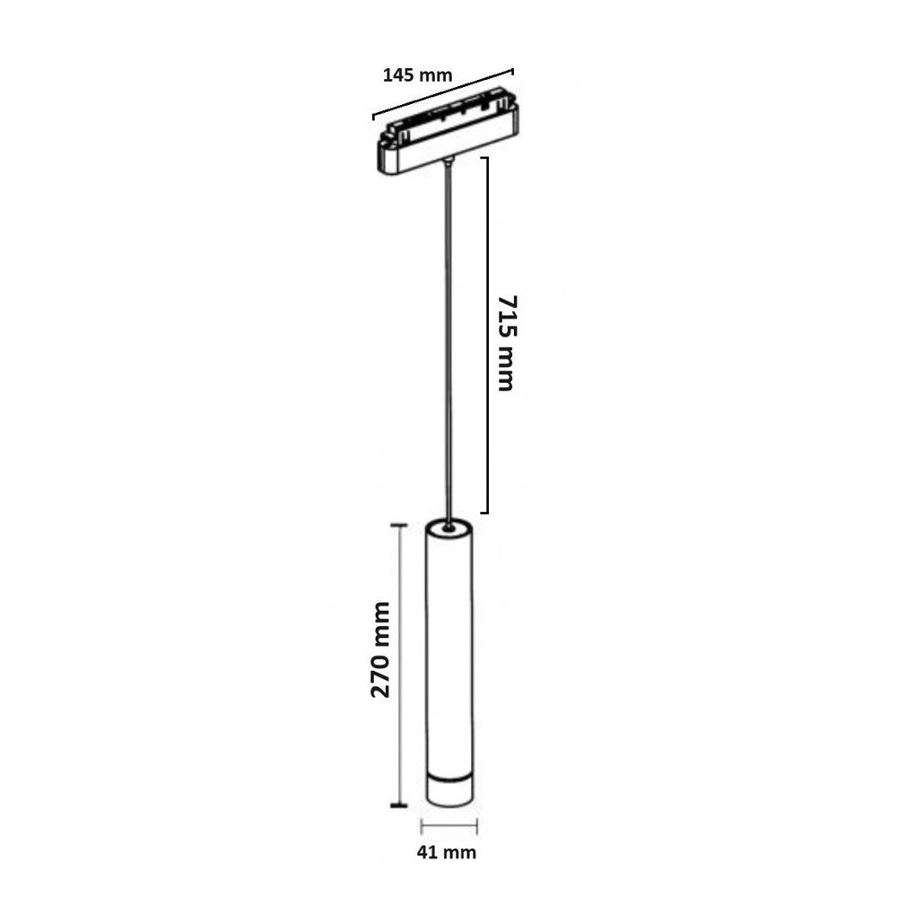 Trade Shop - Faretto Led A Cilindro 8w Nero Per Binario Magnetico 48v Luce 3000k 4000k Cob-40 - -bianco Caldo      -