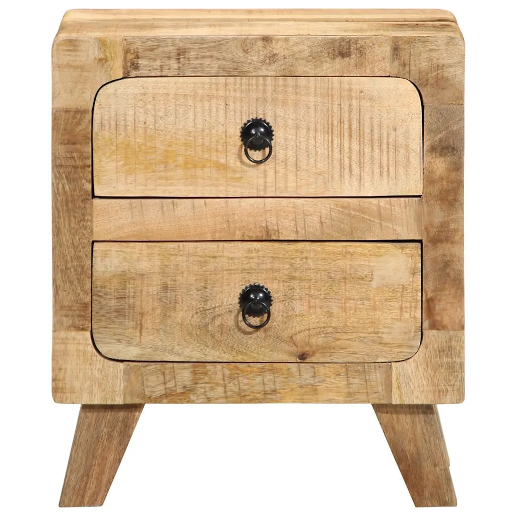 Comodino | Armadio da Notte | Mobiletto da notte 40x32x46 cm in Legno Massello di Mango Grezzo