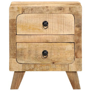 Comodino | Armadio da Notte | Mobiletto da notte 40x32x46 cm in Legno Massello di Mango Grezzo