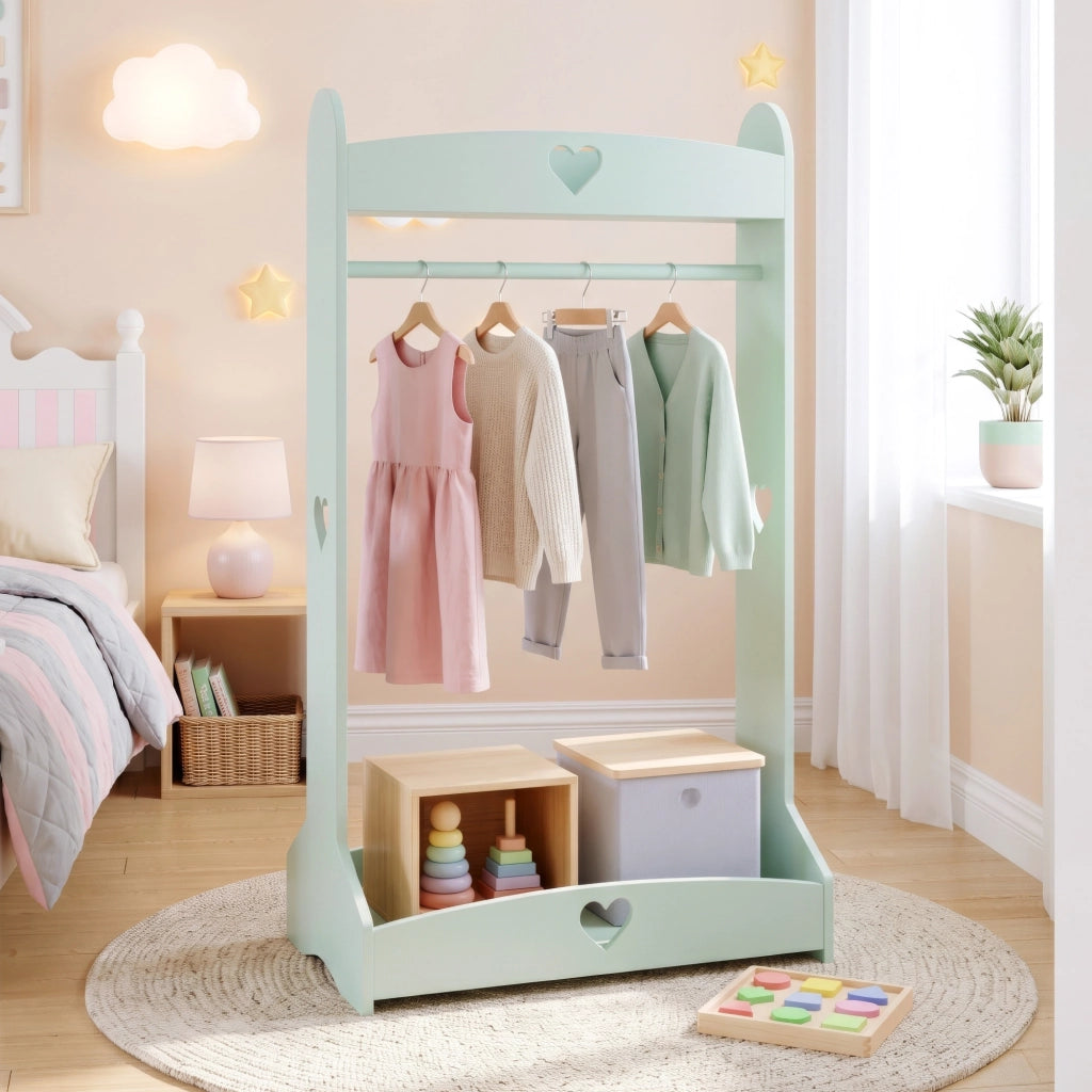 Appendiabiti da Terra Haandsvanssad per Cameretta 126x73x43 cm - Verde Menta [en.casa]