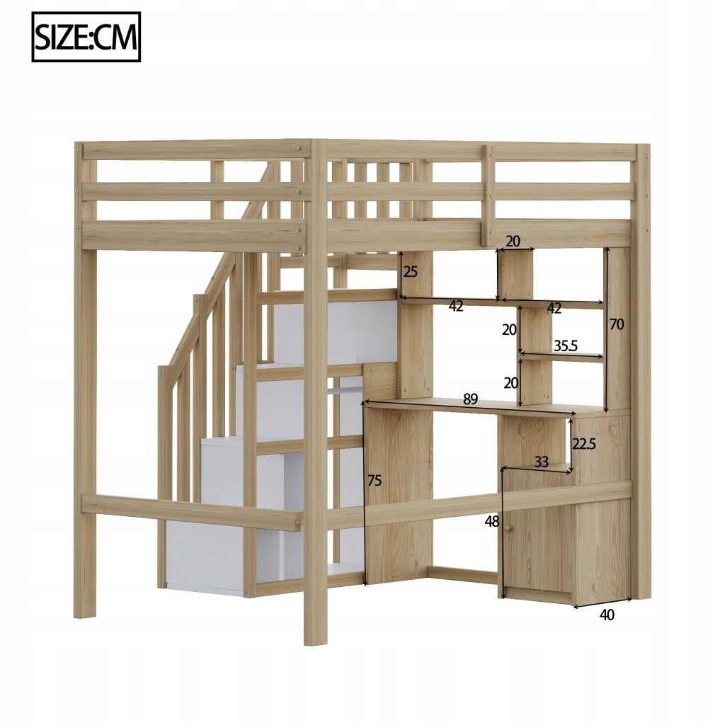 Letto a castello con scrivania - Xylo - 90x200 - Legno