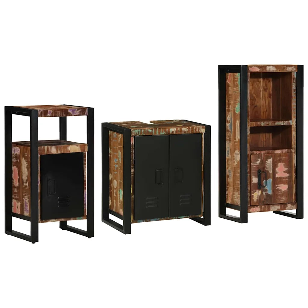Set di mobili per il bagno 3 pcs Legno Recuperato Massello
