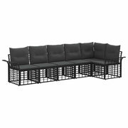 Set di divani da esterno 6 pz | Set Salotto da Giardino Nero e Grigio scuro Poliestere