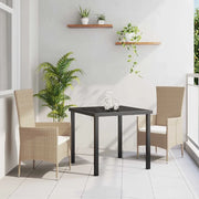 Set da Pranzo per Giardino con cuscino 3 pcs Beige polyrattan 3379457