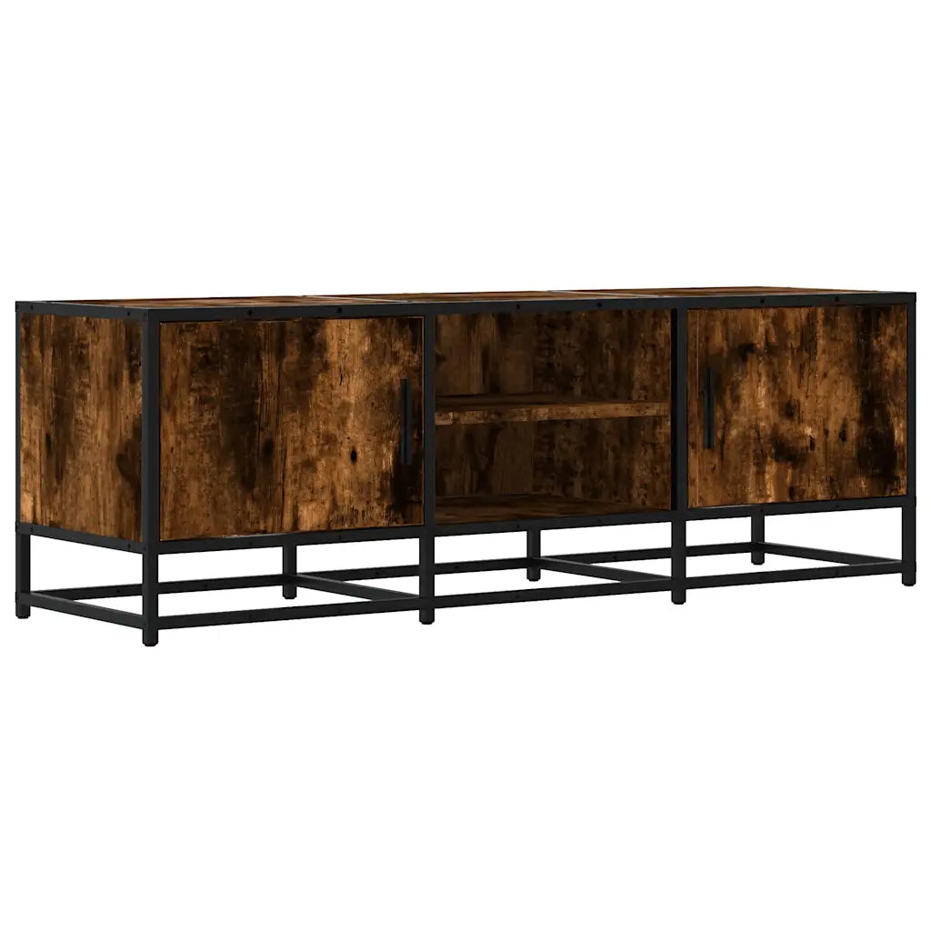 Mobile TV Rovere Fumo 120x35x41 cm Legno Multistrato e Metallo 848841