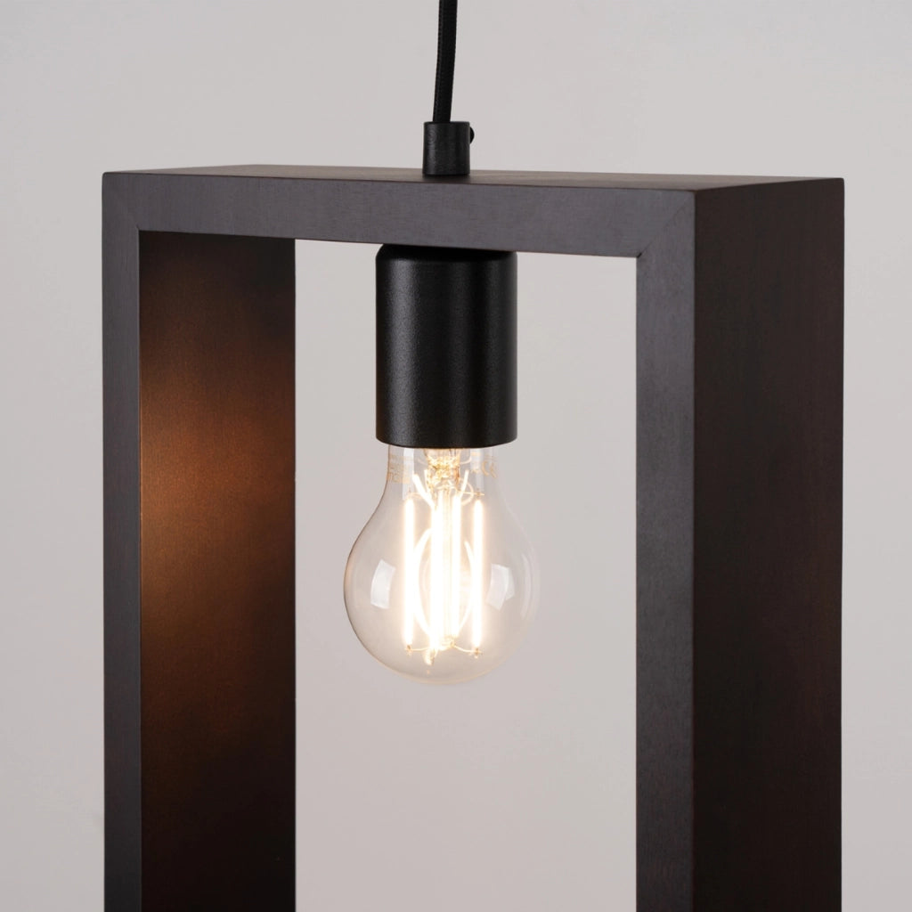 Lampada sospensione CELARO nera legno wengé E27 Pure Lume