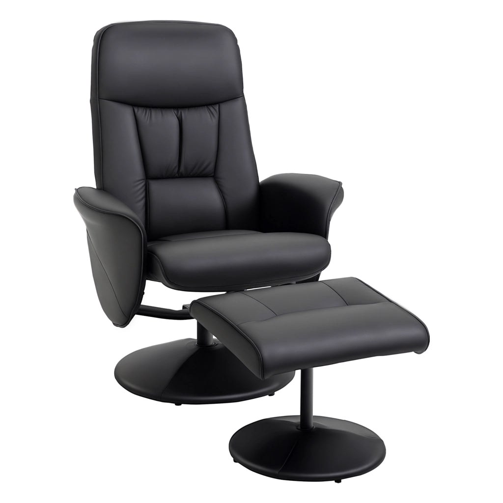 Poltrona relax reclinabile con poggiapiedi ¨C Xylo ¨C girevole 360¡ã similpelle nera