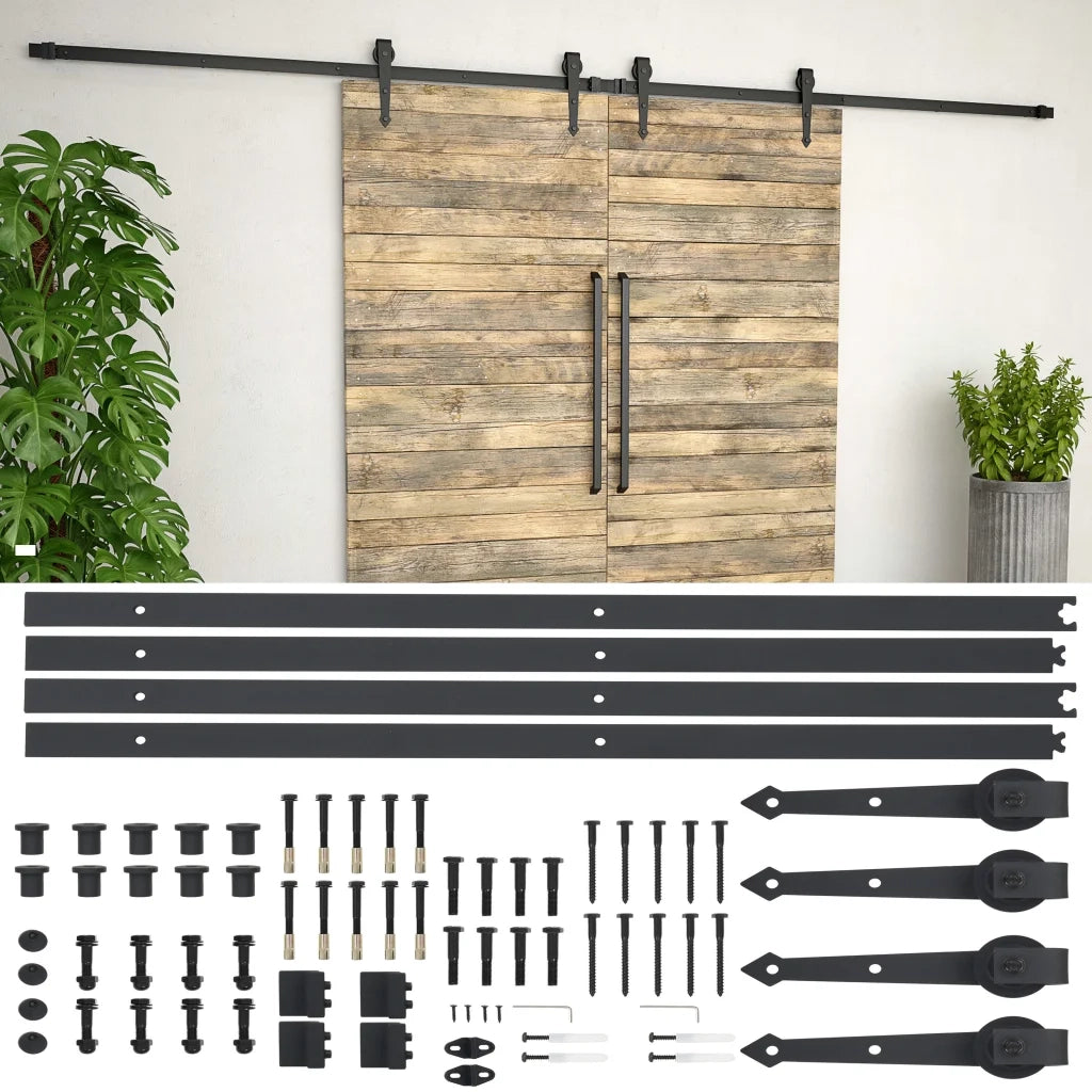 Kit di Binari per Porte Scorrevoli 2x183 cm in Acciaio Nerocod mxl 71261