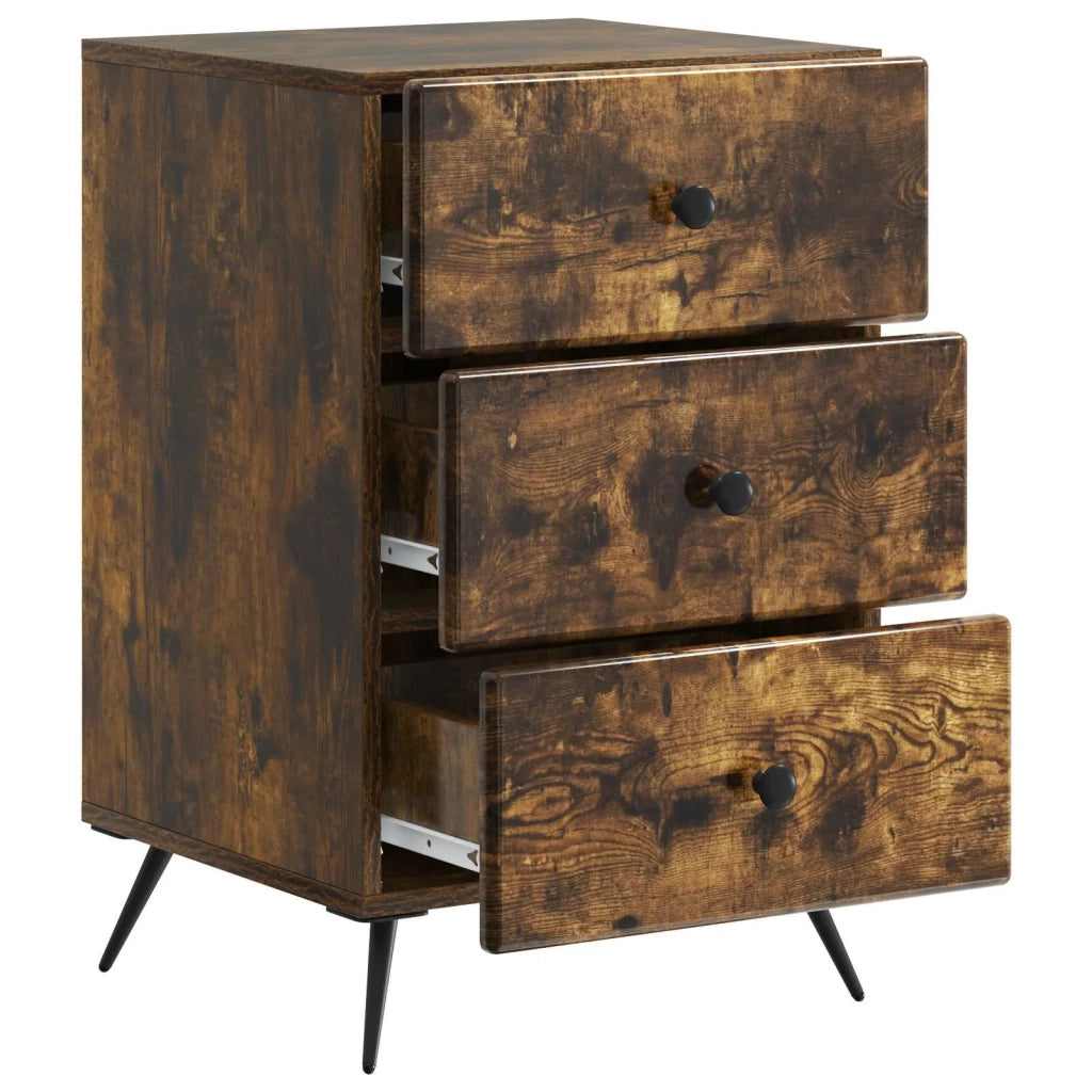 Comodino | Armadio da Notte | Mobiletto da notte con cassetto Rovere Fumo 43 x 41 x 66,5 cm