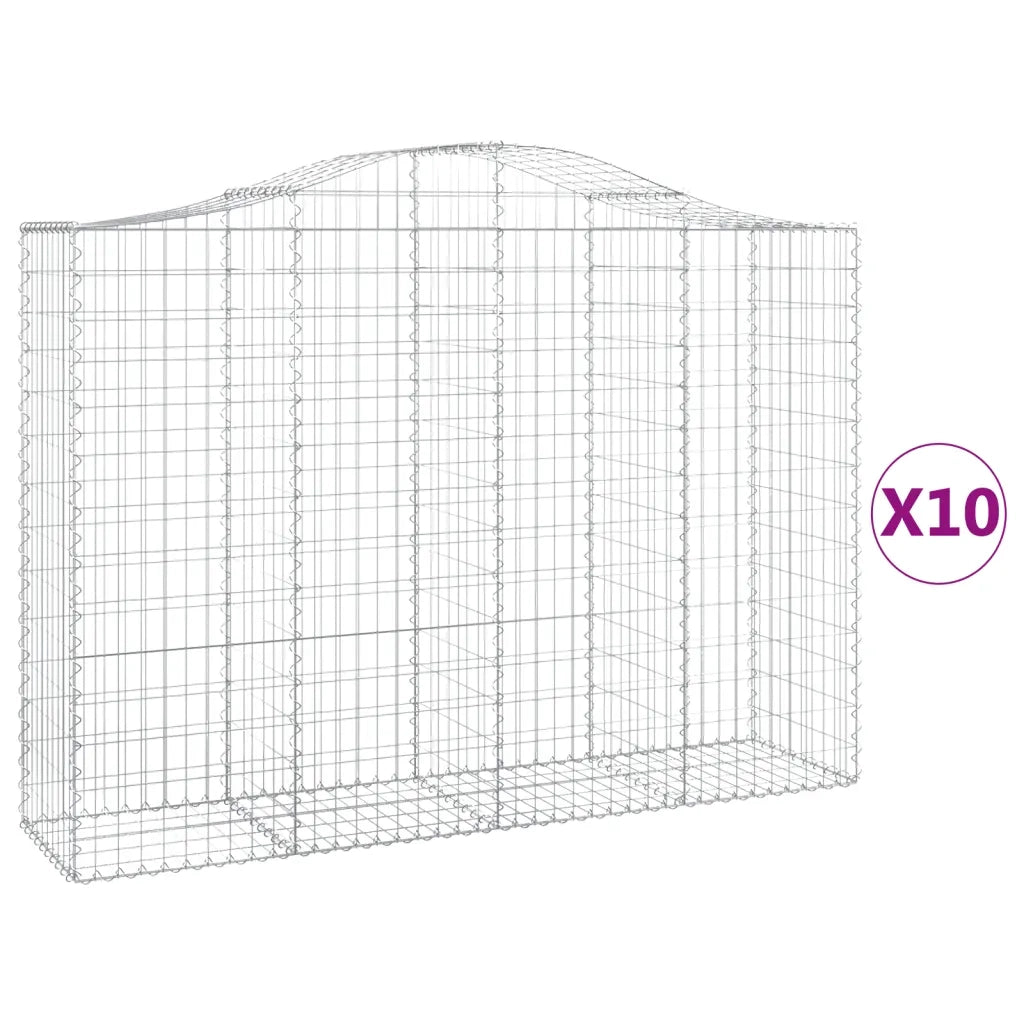 Cesti Gabbioni ad Arco 10 pz 200x50x140/160 cm Ferro Zincato 3145690