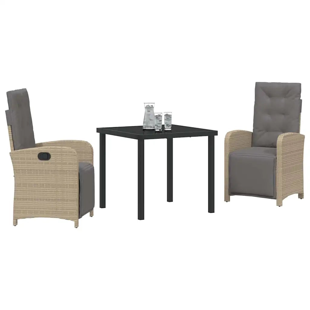 Set da Pranzo per Giardino con cuscino 3 pcs Beige polyrattan 3380337