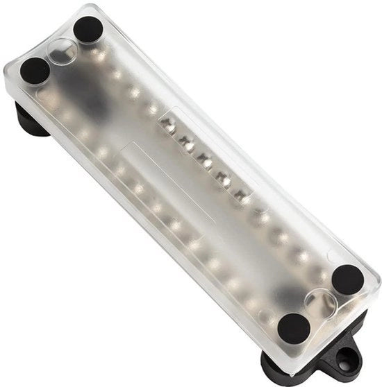 Blocco distributore - Bucature - M6 - Viti - Viti a molla - Kit - Copertura - Terminali - 12V-48V - 100A - Adatto a - CC - Nero - Modello A.