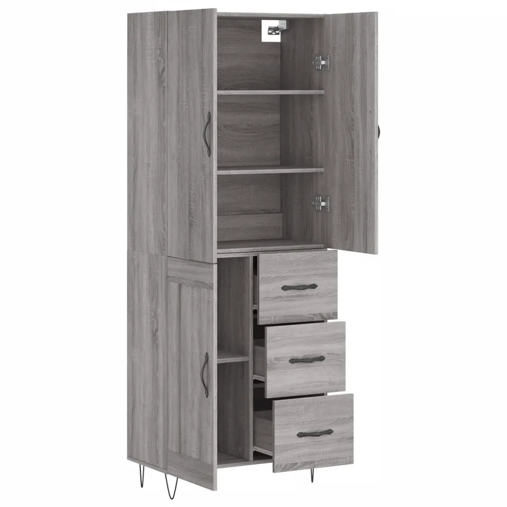Credenza Grigio Sonoma 69,5x34x180 cm in Legno Multistrato 3198111