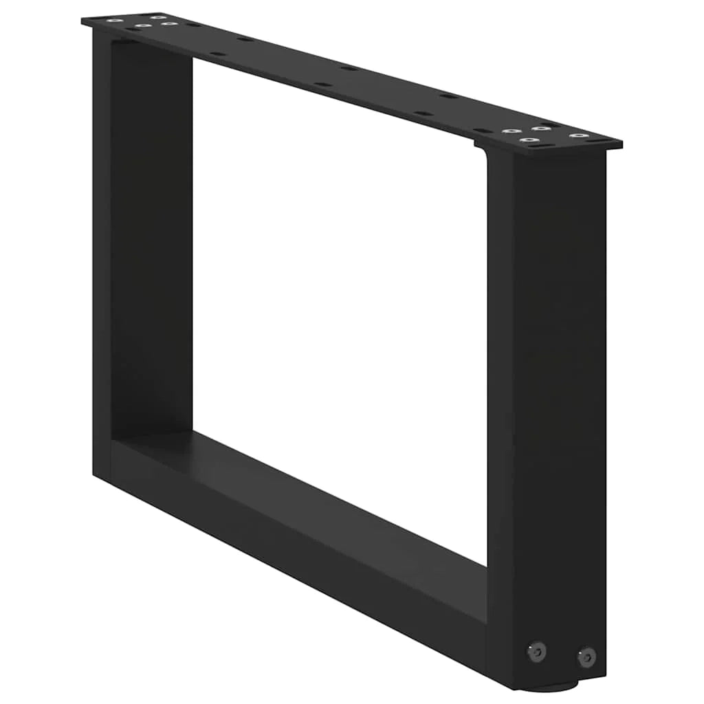 Set di 2 gambe per tavolino a forma di U 70 x 30 cm con pratici piedini livellatori design moderno in acciaio nero 02_0057384