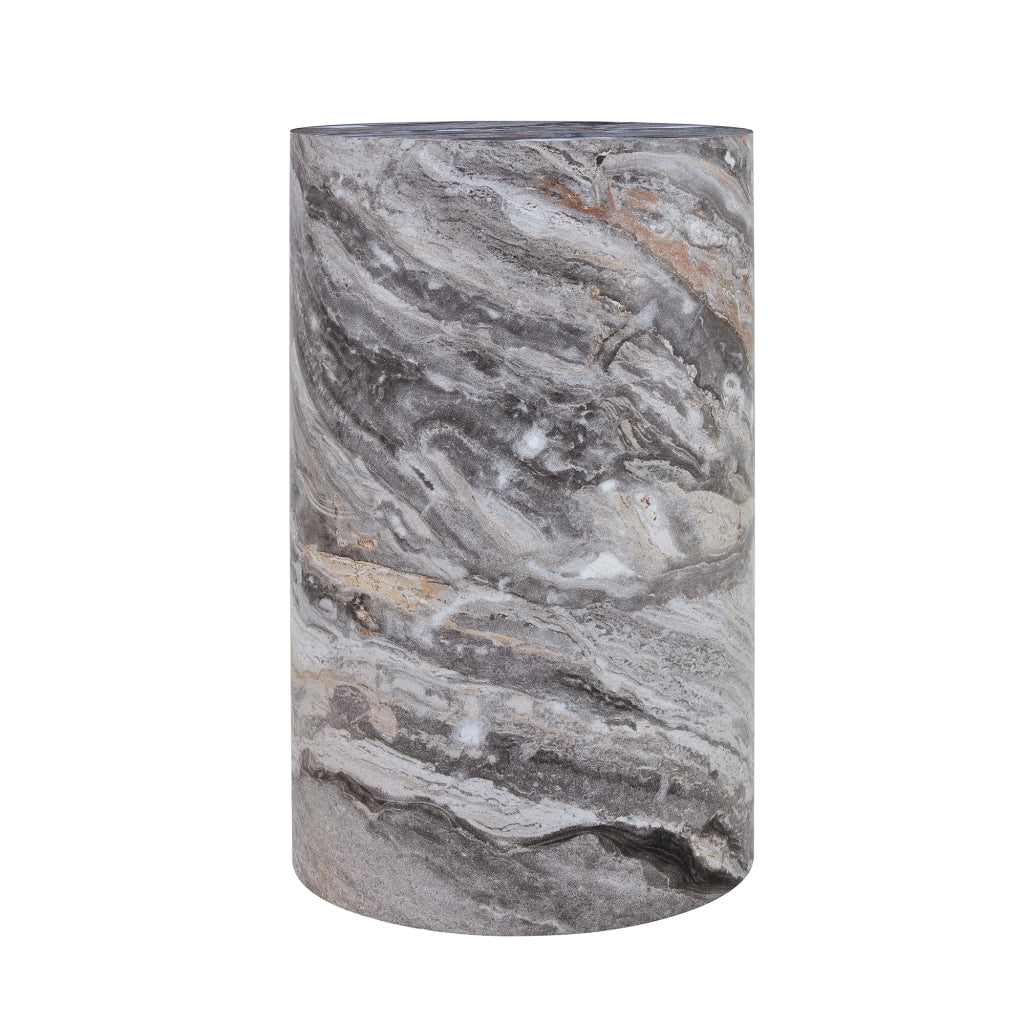 TAVOLINO Basso Rotondo 30x55 cm MDF Grigio Effetto Marmo