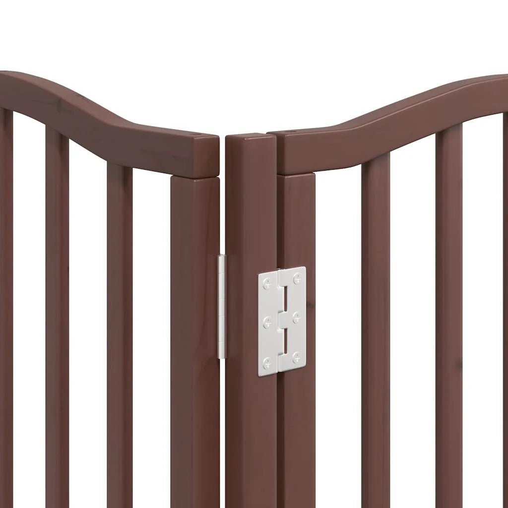 Cancelletto di sicurezza per animali domestici porta pieghevole 9 pannelli legno di pioppo marrone 02_0023276