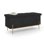 IDMarket - LOUIS panca con gambe in metallo dorato 100 cm velluto nero