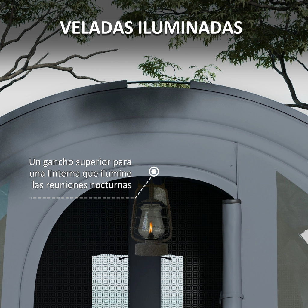 Tenda da Campagna Pieghevole 3 Posti 2 Camere con Borsa ¨C Minimal ¨C Grigio 480x260x200 cm