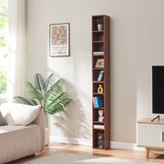 Scaffale a Colonna Tynset con 10 Scomparti per CD DVD 187x20x17 cm Effetto Noce [en.casa]