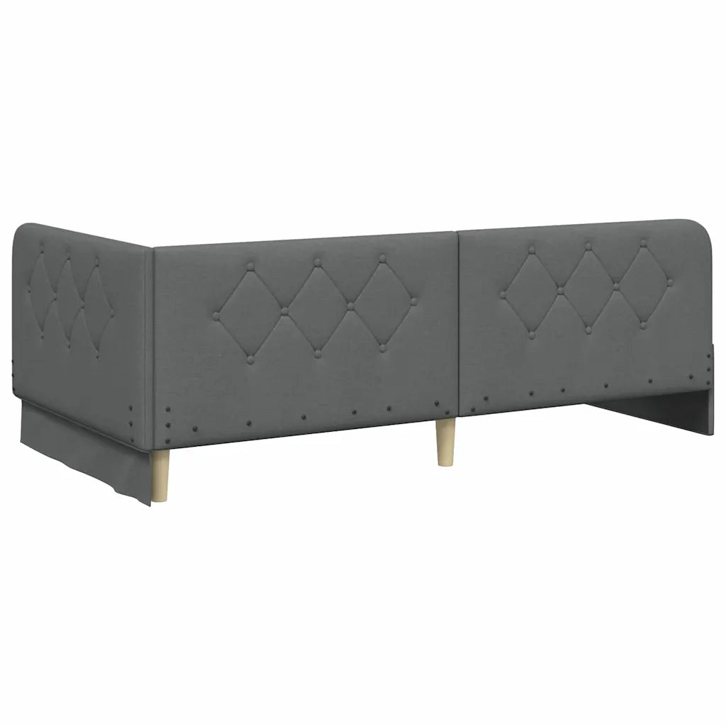Cornice del letto ad angolo Grigio scuro 90 x 200 cm Tessuto 42016496