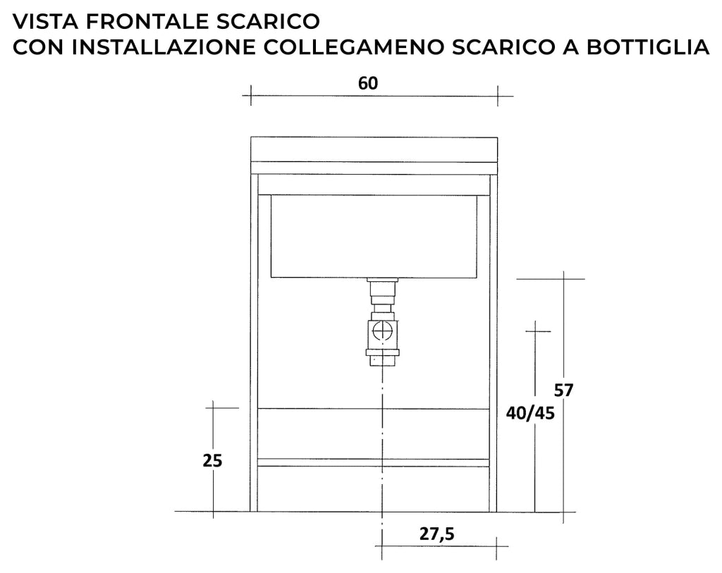 Mobile Lavatoio 60x50x85cm 2 Ante Asse in Termoplastico Montegrappa Marella Bianco con Cesto