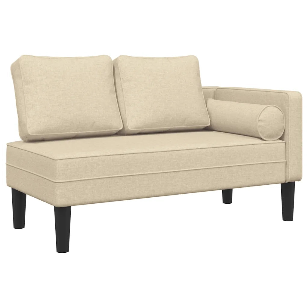 Chaise Longue con Cuscini Crema in Tessuto CFW9887935