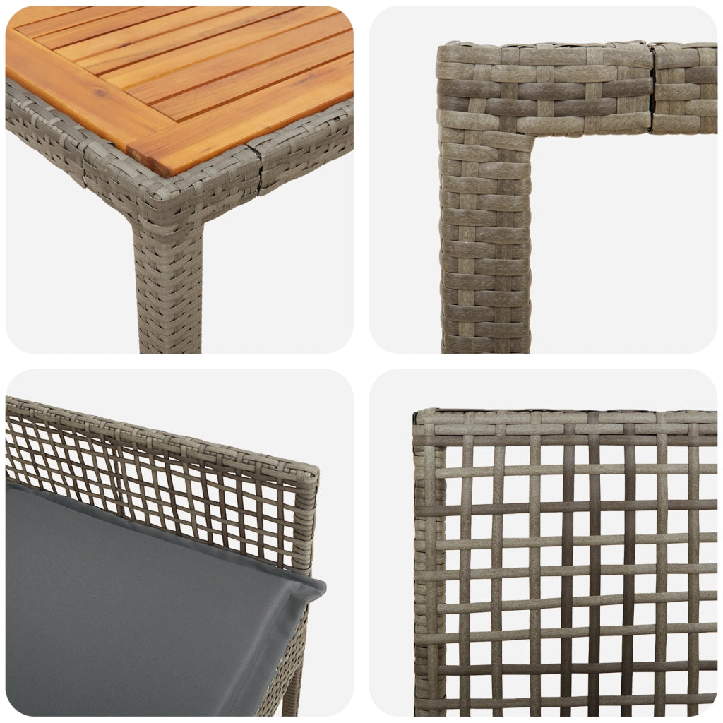 Set da Pranzo Giardino 5 Pezzi con Cuscini Grigio Polyrattan