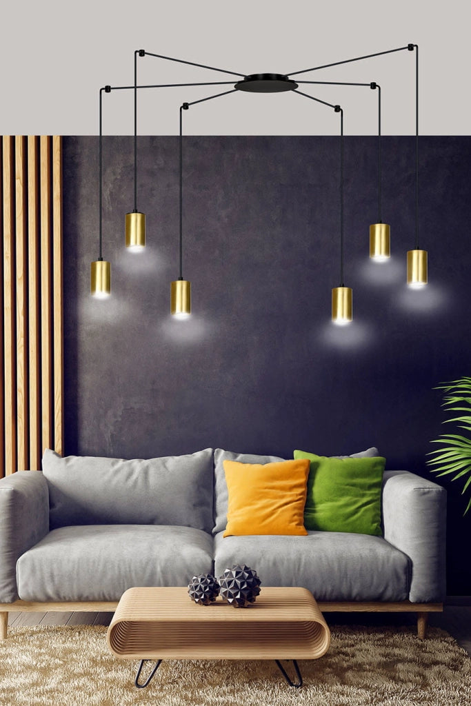 Lampadario Emibig Traker 6xGU10 nero/oro LED regolabile