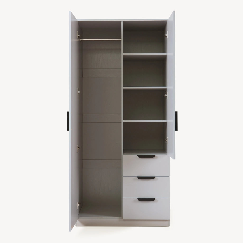 Armadio Guardaroba Eiselfing con Scomparti e Cassetti 176 x 80 x 52 cm Grigio [en.casa]