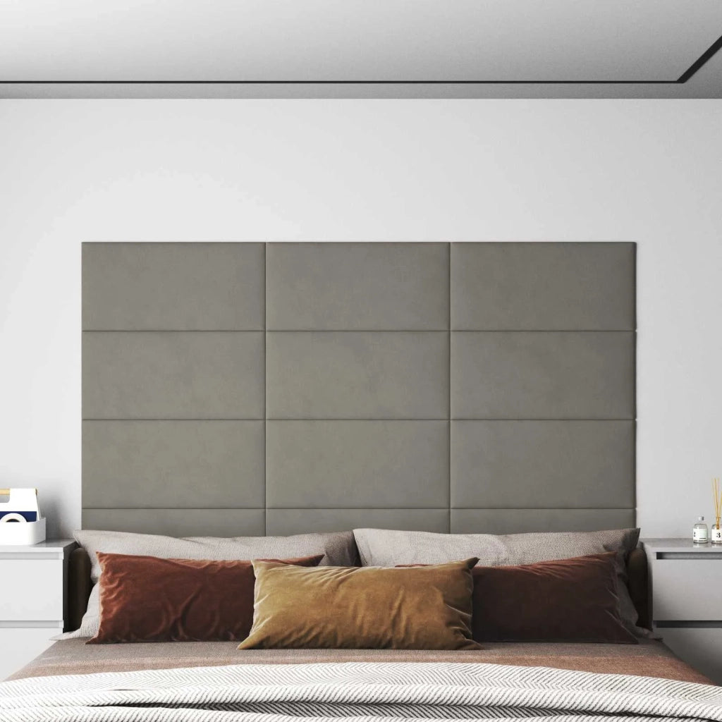 Testiera da Parete 12 pcs Grigio Chiaro Velluto