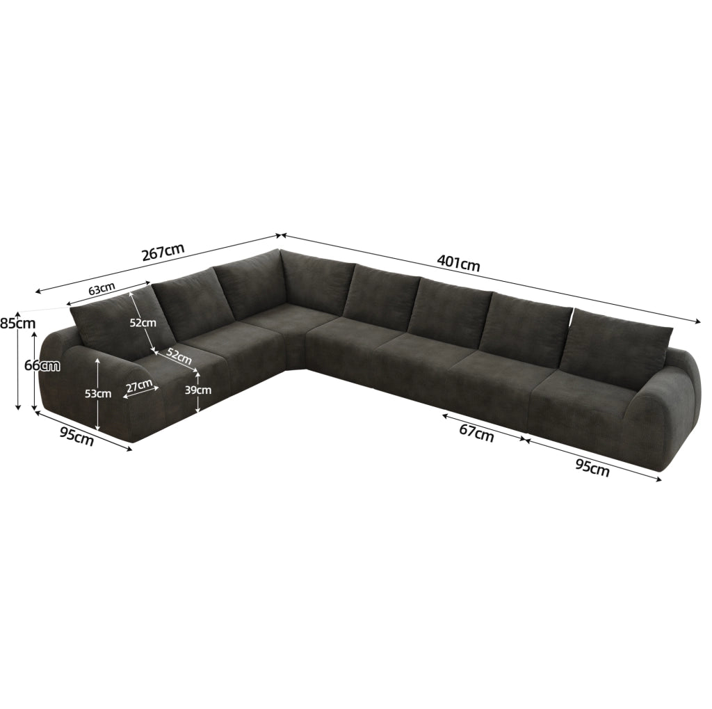 Divano in ciniglia grigio scuro 401 × 267 × 85 cm
