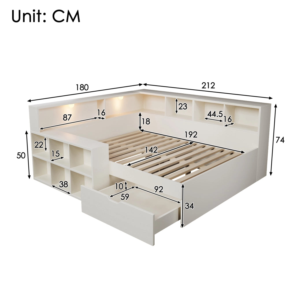 letto in legno bianco 180 x 212 cm