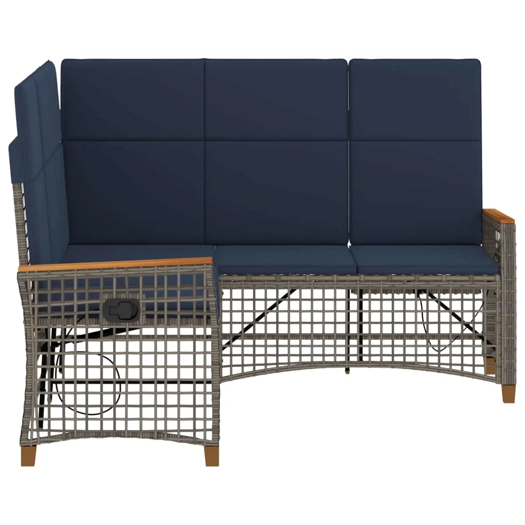 Set di Divani Recliner da Giardino | Set Salotto da Giardino Regolabile Grigio e Blu Navy