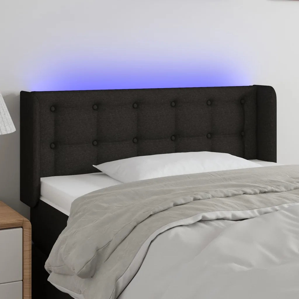 Testiera | Testata a LED Nera 83x16x78/88 cm in Tessuto