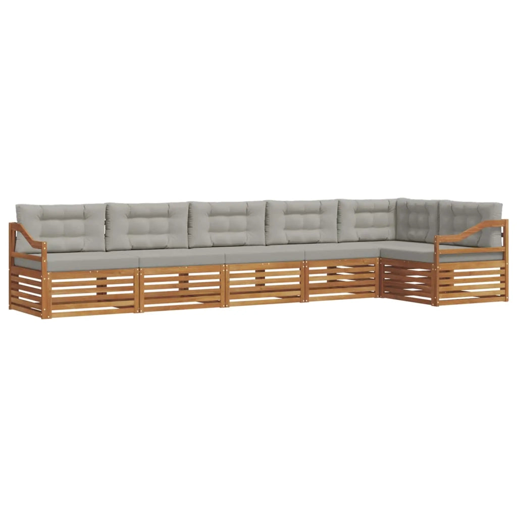Set di divani da esterno 6 pcs Grigio Naturale e Chiaro