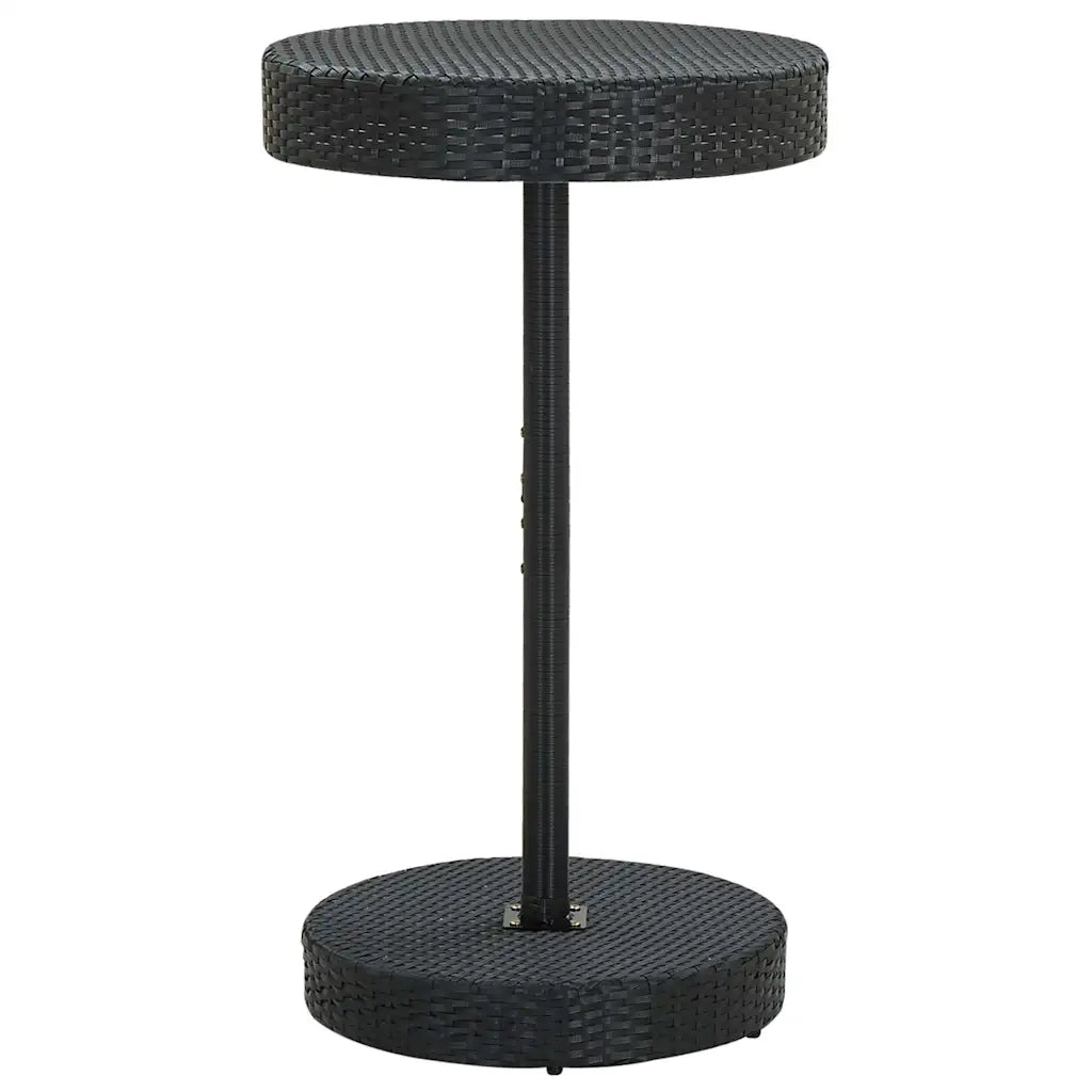 Set Bar Giardino 3 pz | Set Salotto da Giardino Nero Polyrattan e Legno Massello Acacia