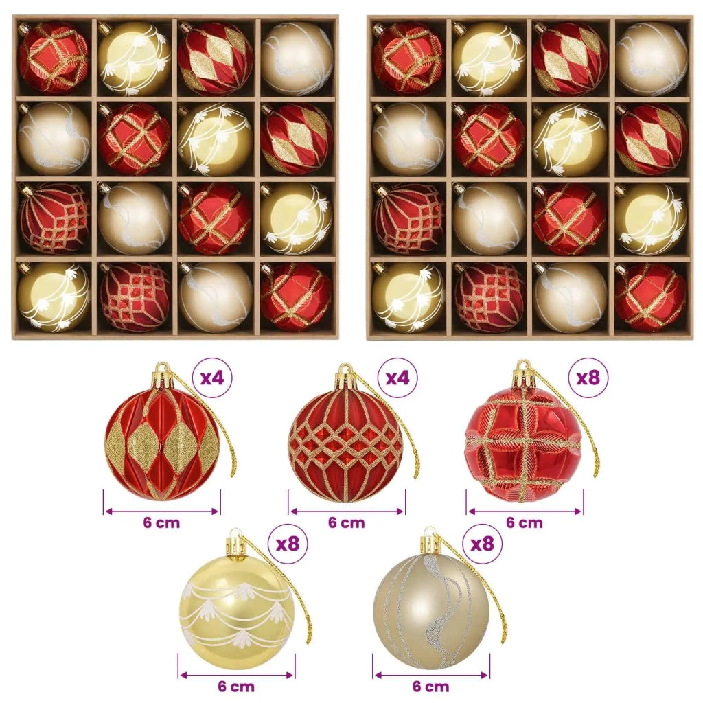 Set di Palline di Natale 32 pz Oro e Rosso Ø 6 cm Plastica 42053242