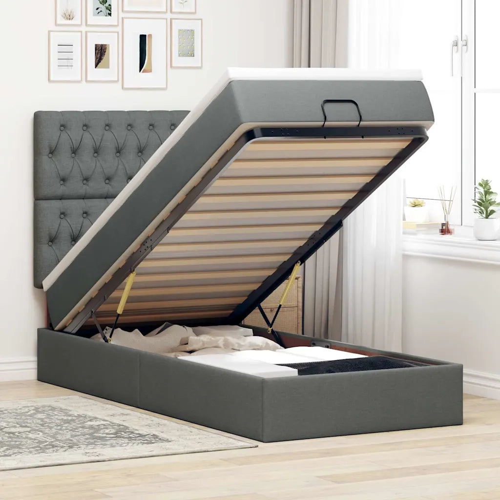 Struttura Letto Pouf con Materasso 100x200 cm in Tessuto