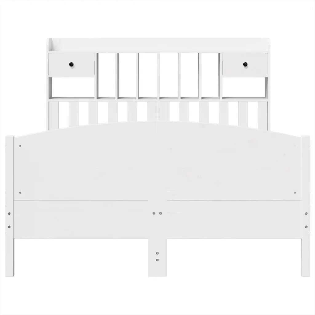 Letto Libreria senza Materasso Bianco 150x200 cm Legno di Pino 3323141