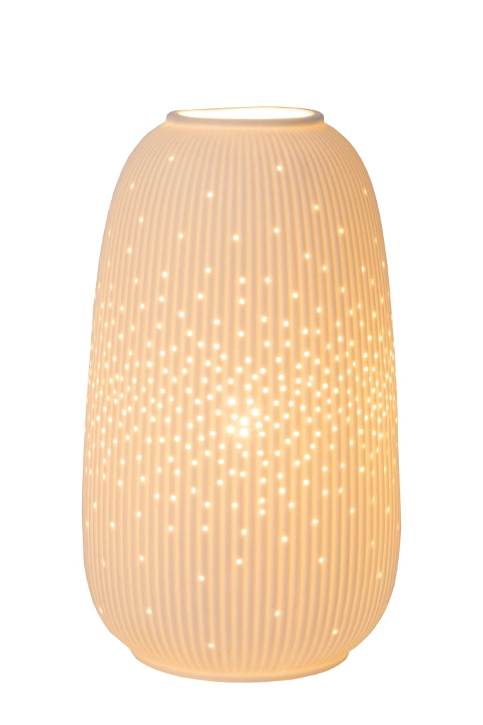 Lampada da tavolo Lucide Flores porcellana bianca E14 24cm