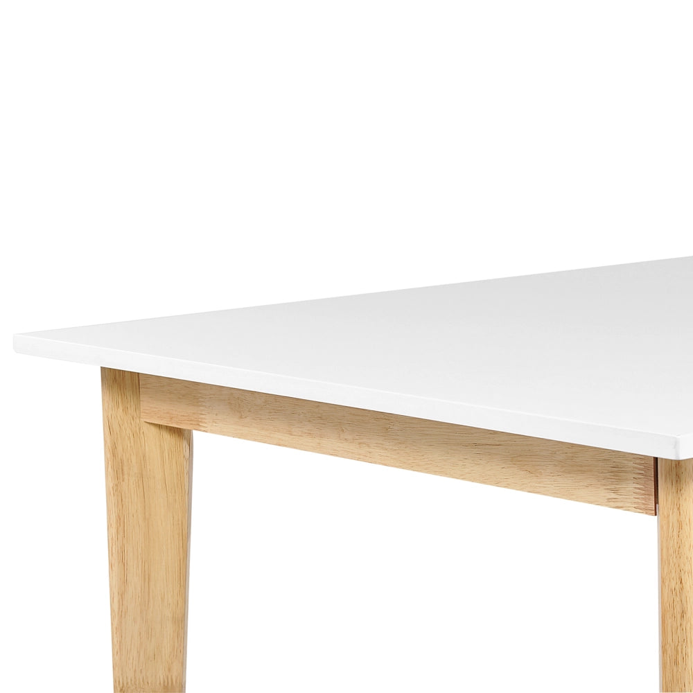 Tavolo da pranzo bianco con gambe in legno di gomma MDF in legno chiaro soggiorno allungabile